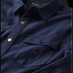 Roark Comfort Wool Button Down Long Sleeve Navy Shirt XL
